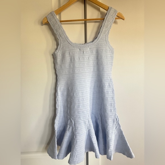 NWT LoveShackFancy Maryanne Knit Mini Dress Morning SKy Light Blue | size M - Picture 7 of 11